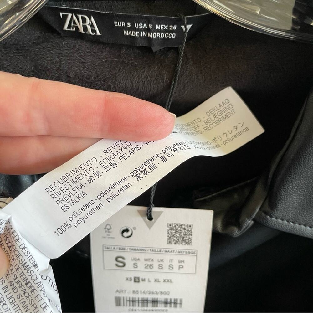 NWT Zara Black Faux Leather Shirt Dress - Picture 11 of 11